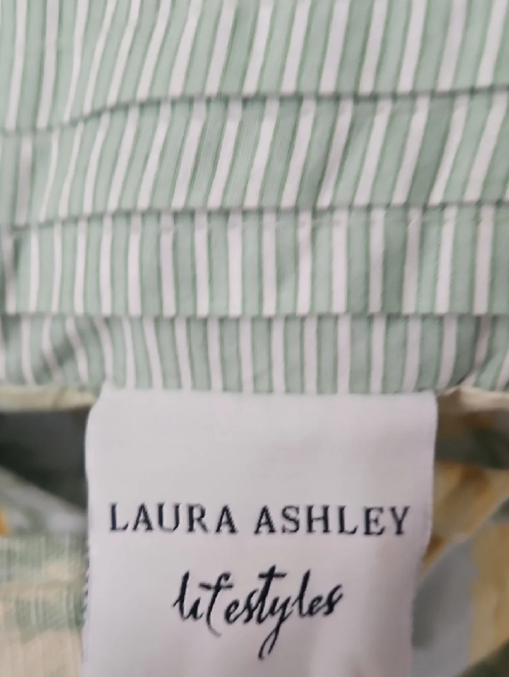 Laura Ashley Lifestyle Pale Blue Yellow Rose Green Stipes Cotton Comforter Shams
